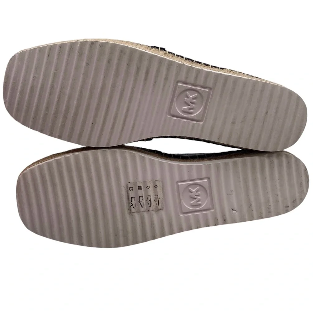 Michael Kors Womens Shoes Leather Espadrille Slip Ons Sz 6.5 Black Flat Casual
